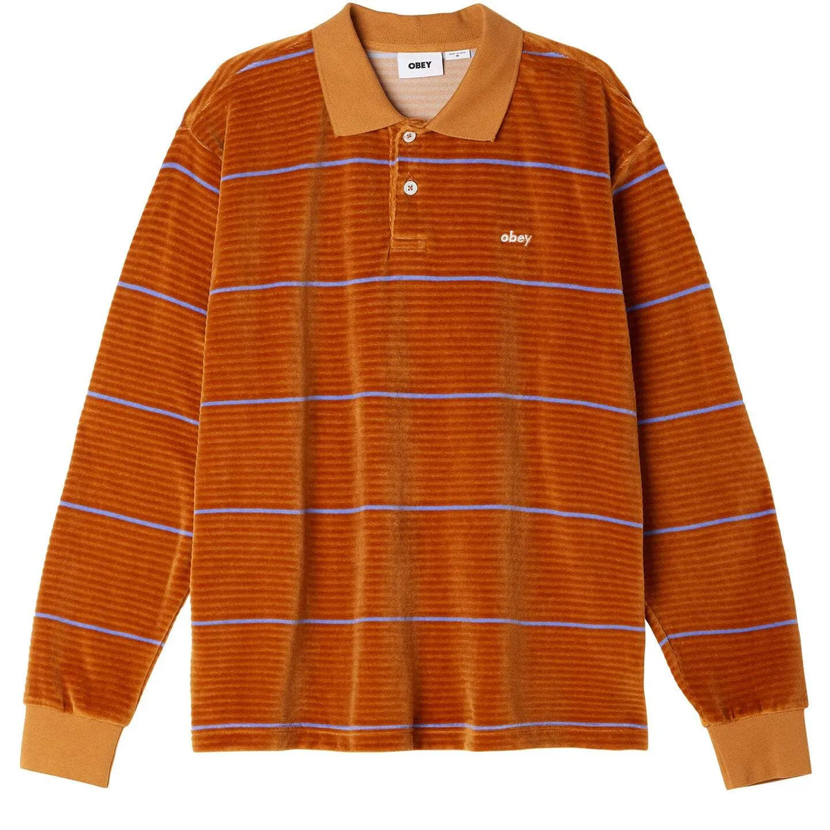 Obey Fete Velour Stripe Polo - Brown Sugar
