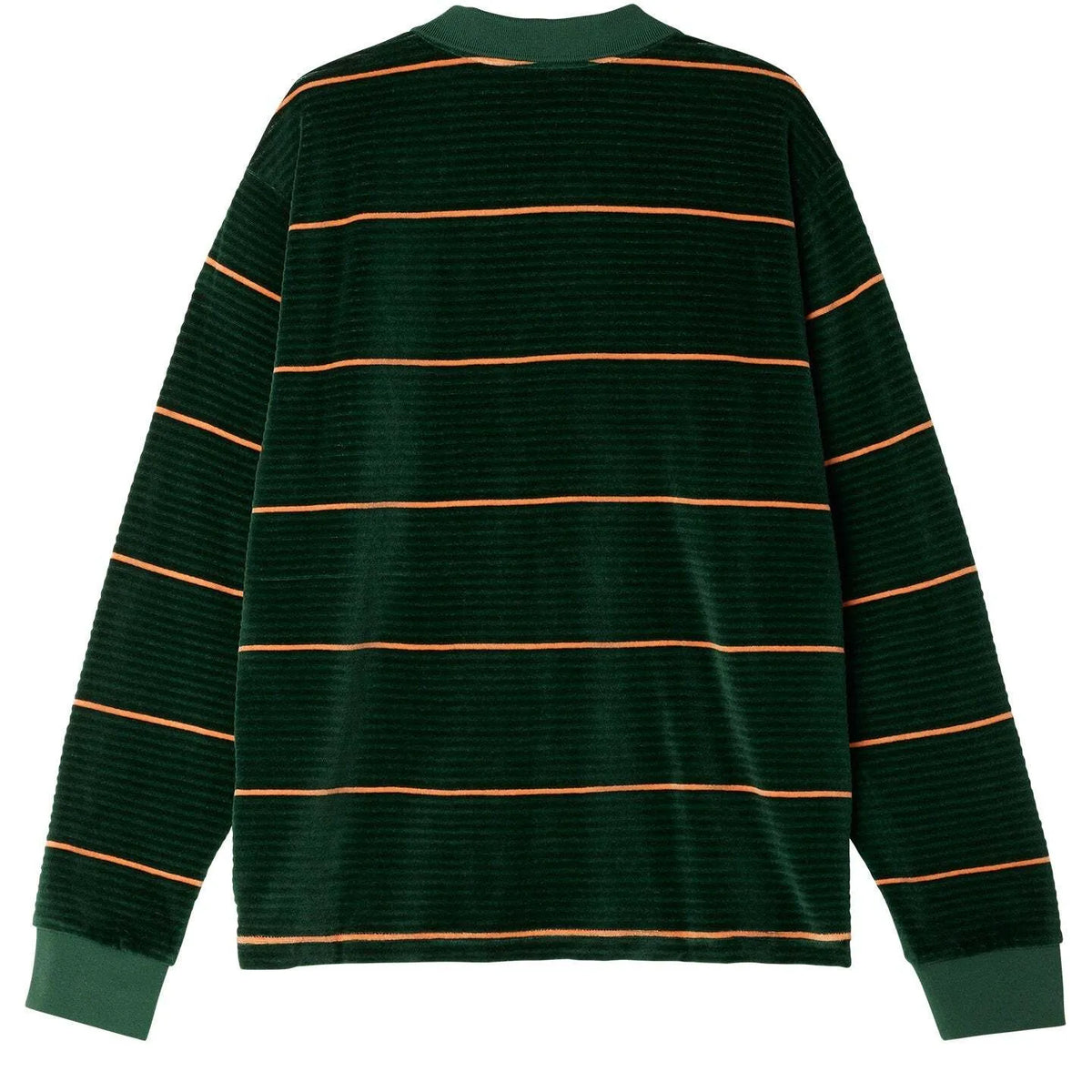 Obey Fete Velour Stripe Polo - Dark Cedar