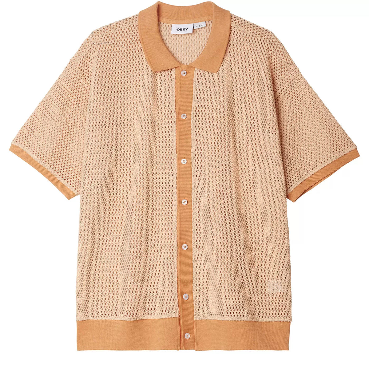 Obey Grove Button Up Polo - Peach Sand