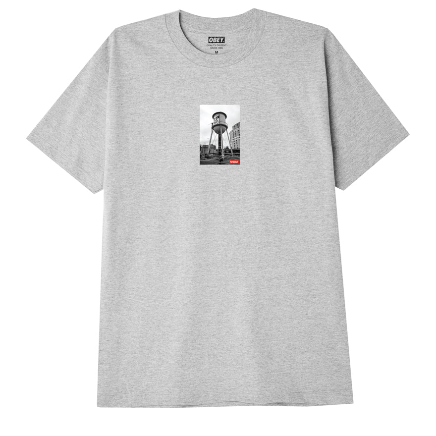 Obey Water Tower Photo T-Shirt - Heather Grey