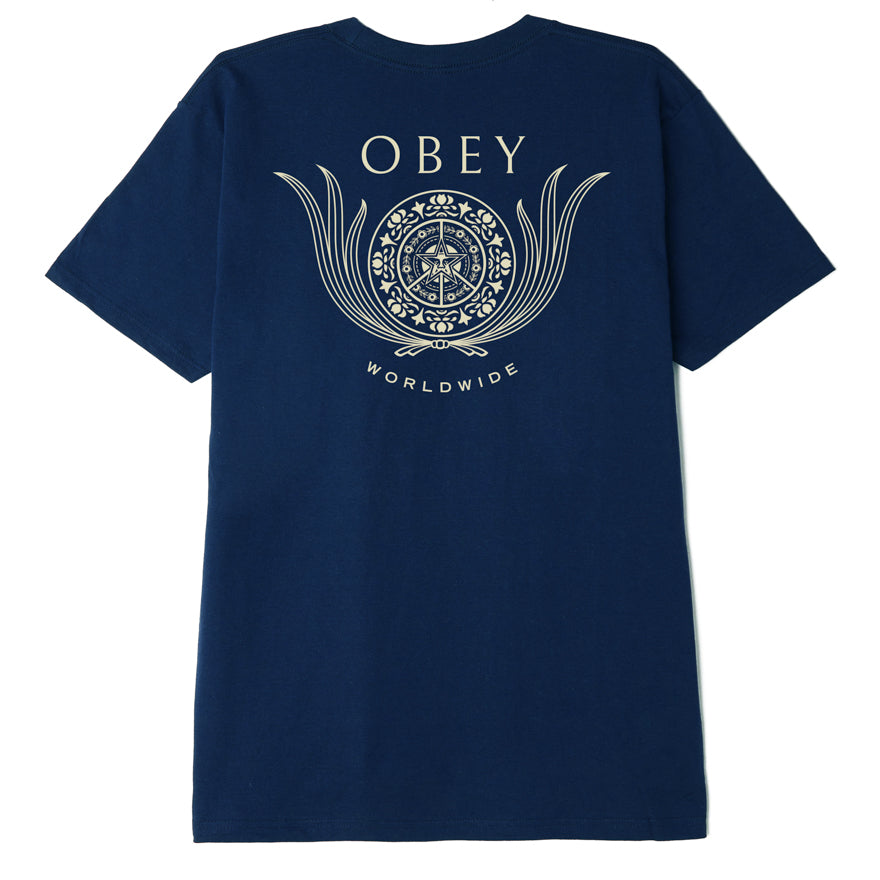 Obey Leaf Crest T-Shirt - Navy
