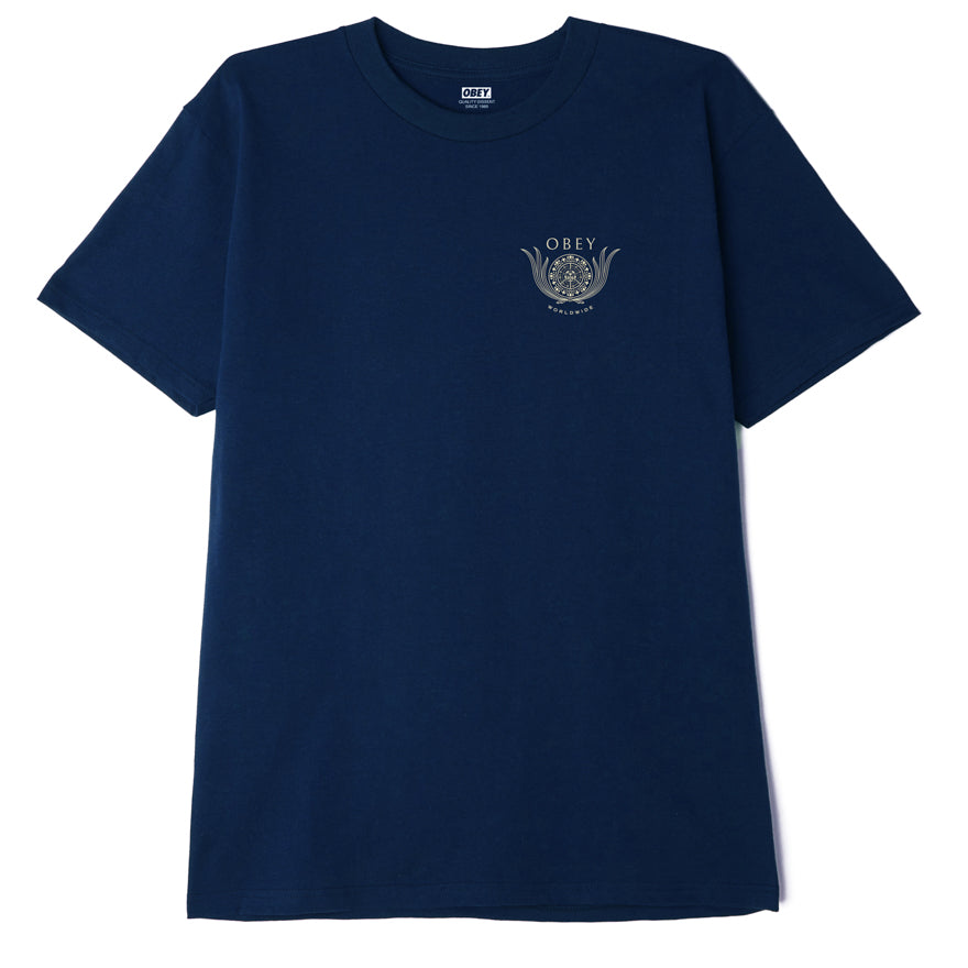 Obey Leaf Crest T-Shirt - Navy
