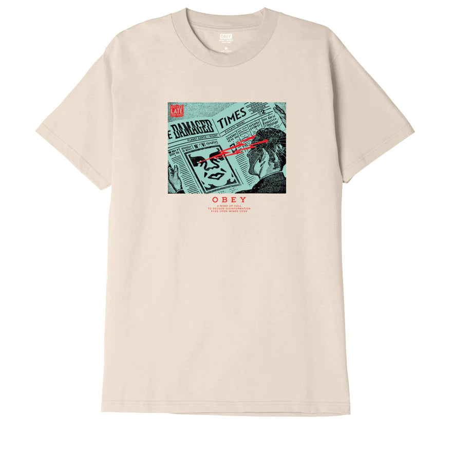 Obey Wake Up Call T-Shirt - Cream