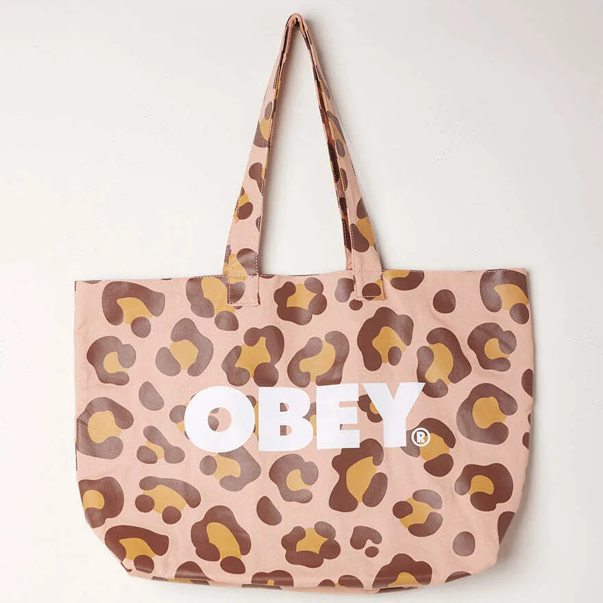 Obey Leopard Tote Bag - Pink Clay