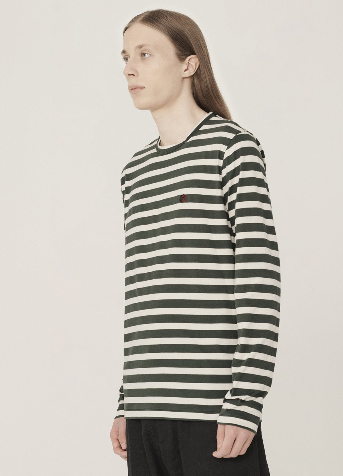 YMC Thurston LS T-Shirt - Green / Ecru