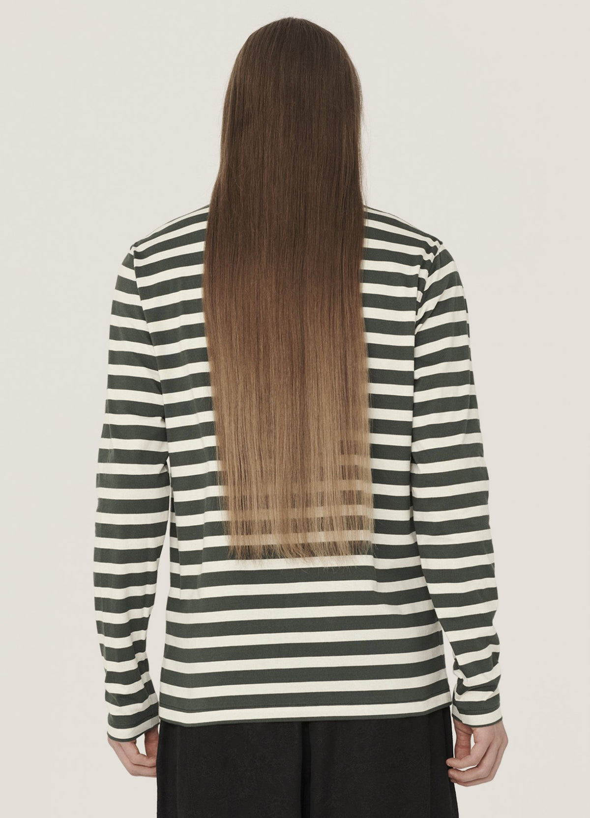 YMC Thurston LS T-Shirt - Green / Ecru