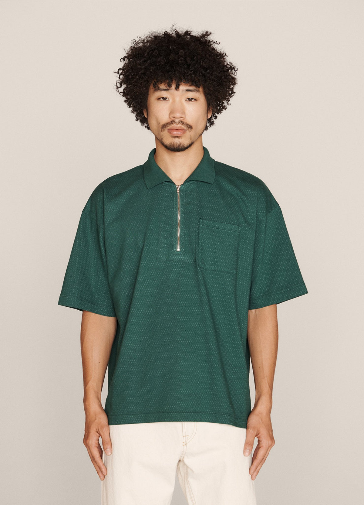 YMC Frat Zip Polo - Green
