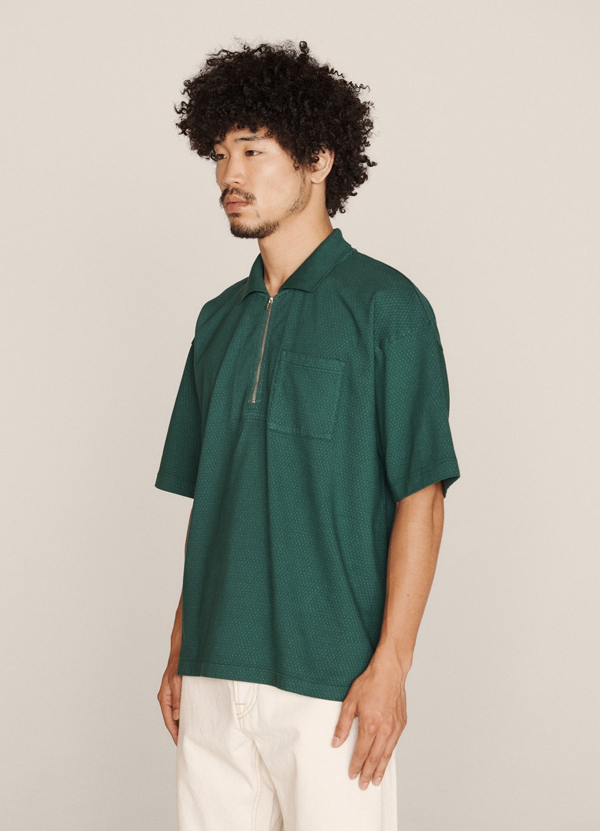 YMC Frat Zip Polo - Green