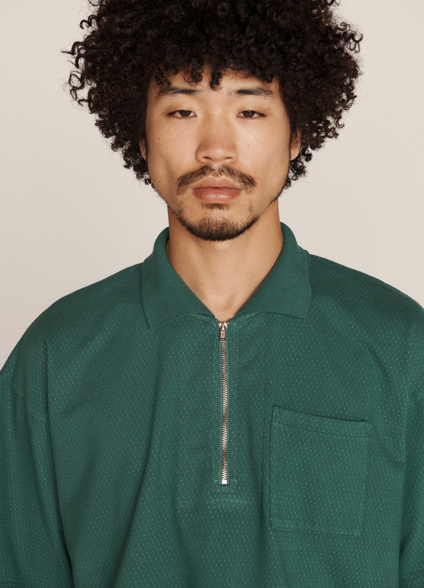 YMC Frat Zip Polo - Green
