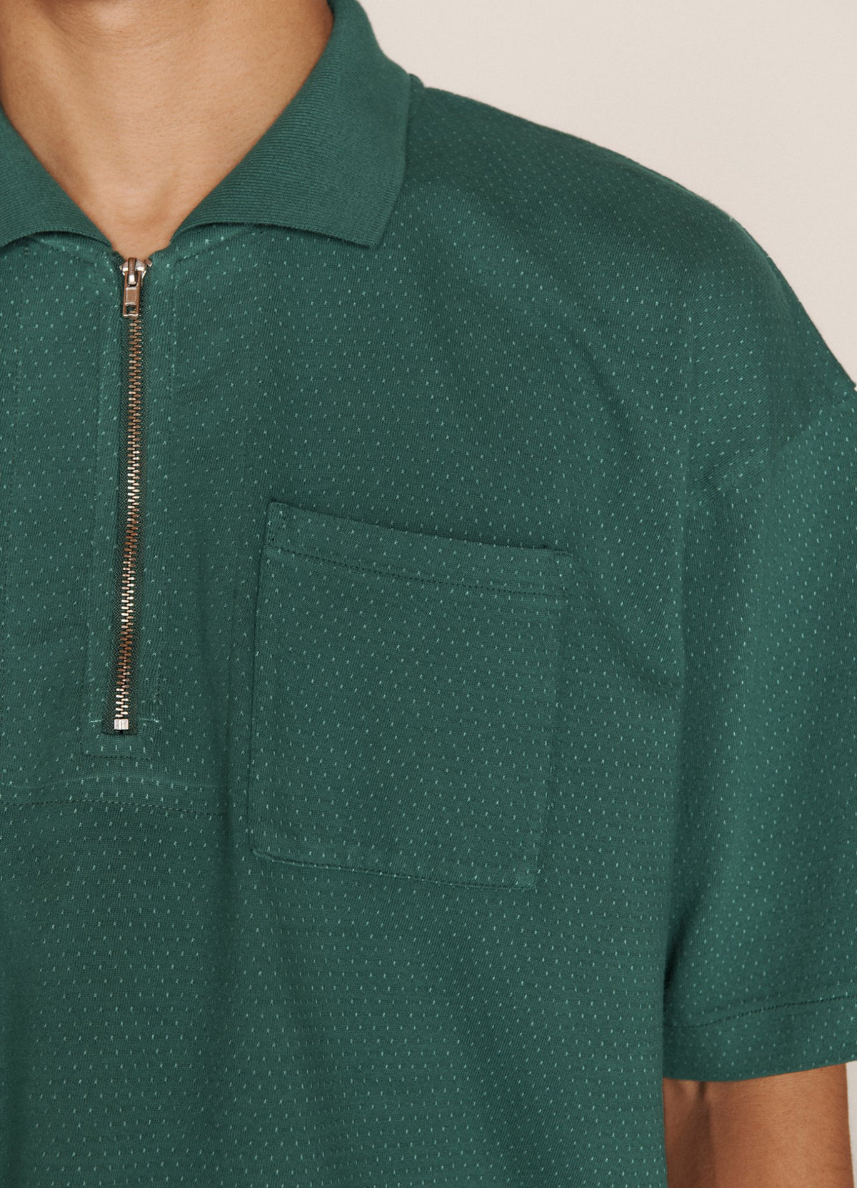 YMC Frat Zip Polo - Green