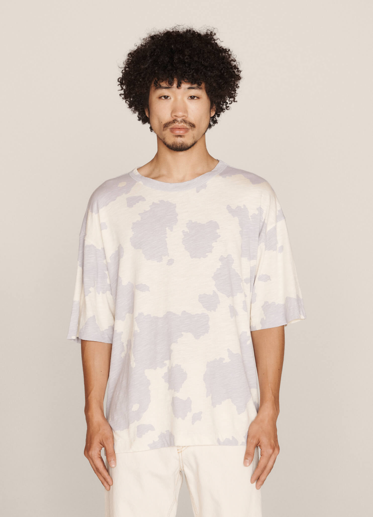 YMC Triple SS T-Shirt - Ecru / Lilac