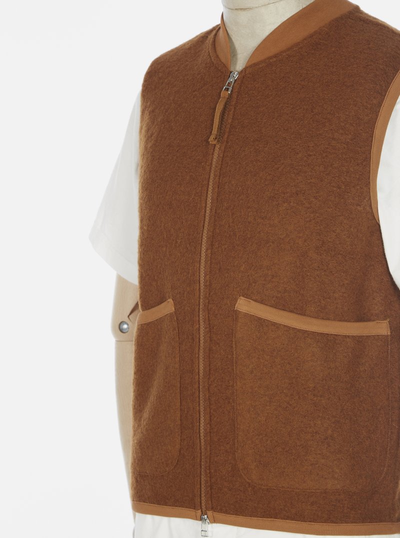 Universal Works Zip Waistcoat - Rust Wool