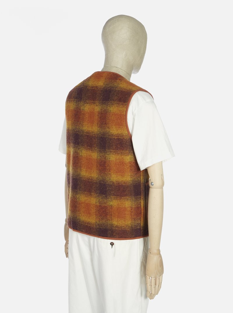Universal Works Zip Gilet - Gold / Claret