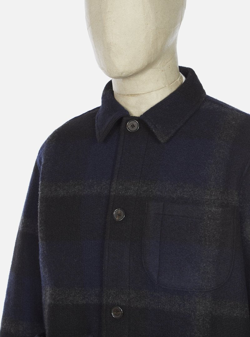 Universal Works Large Plaid Field Jacket - Navy / Yellow