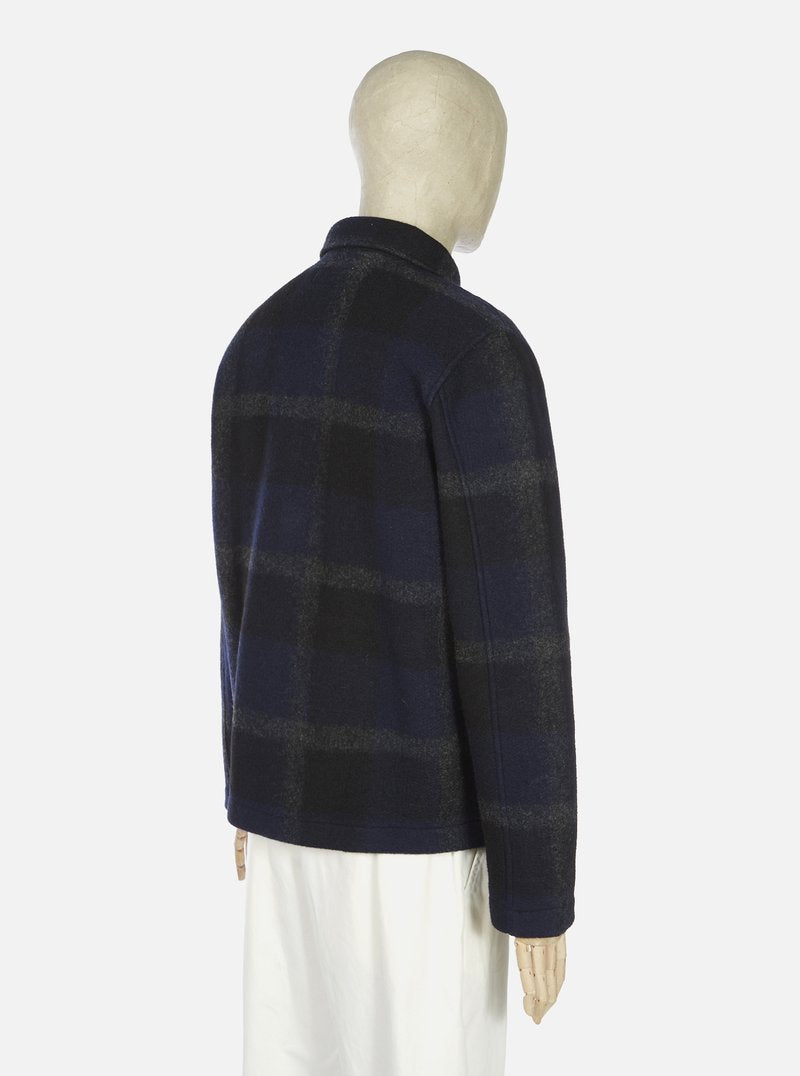Universal Works Large Plaid Field Jacket - Navy / Yellow