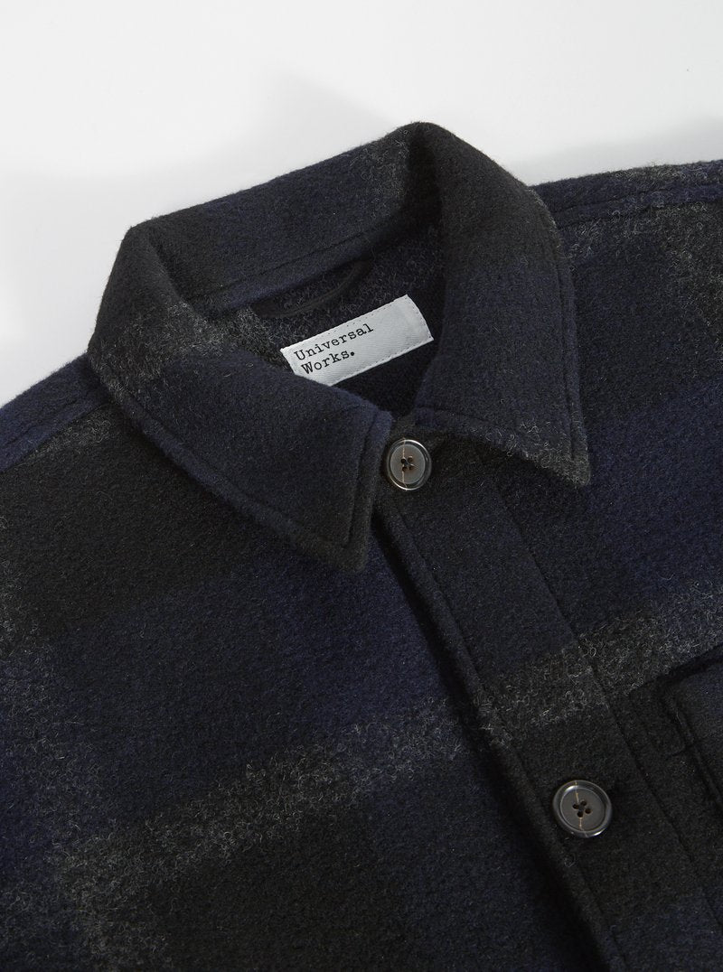 Universal Works Large Plaid Field Jacket - Navy / Yellow