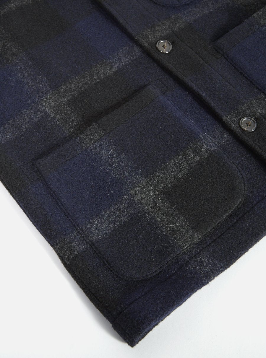 Universal Works Large Plaid Field Jacket - Navy / Yellow