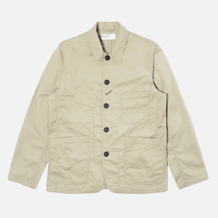 Universal Works Patched Bakers Jacket - Stone Twill