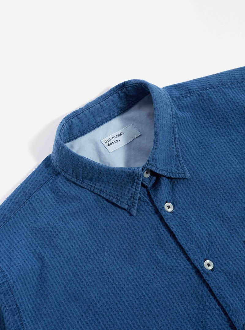 Universal Works Humber Shirt - Indigo Seersucker