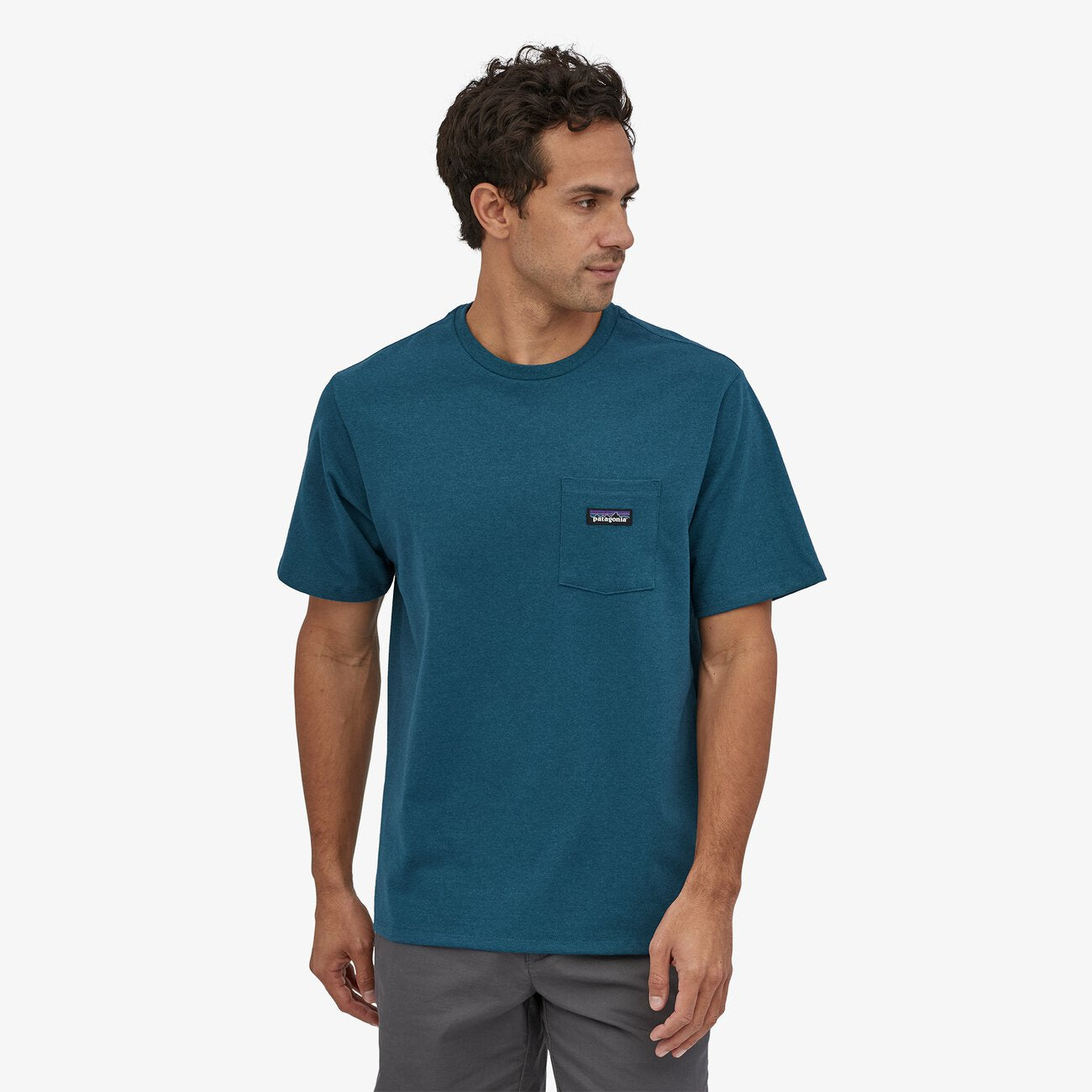 Patagonia P-6 Label Pocket T-Shirt - Abalone Blue