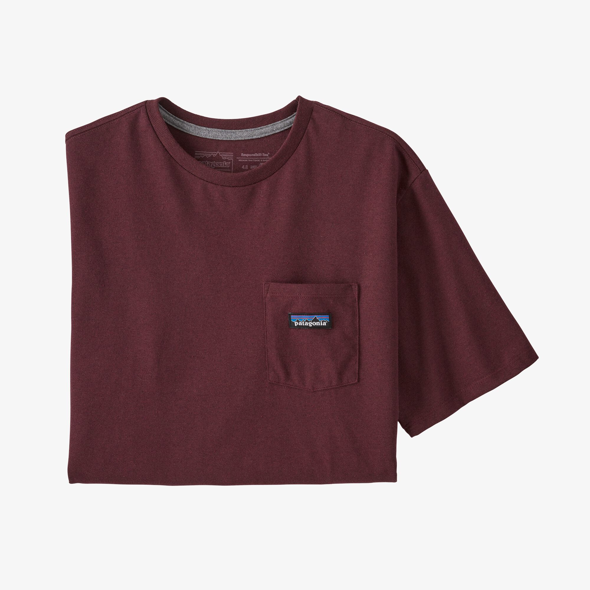 Patagonia P-6 Label Pocket T-Shirt - Dark Ruby