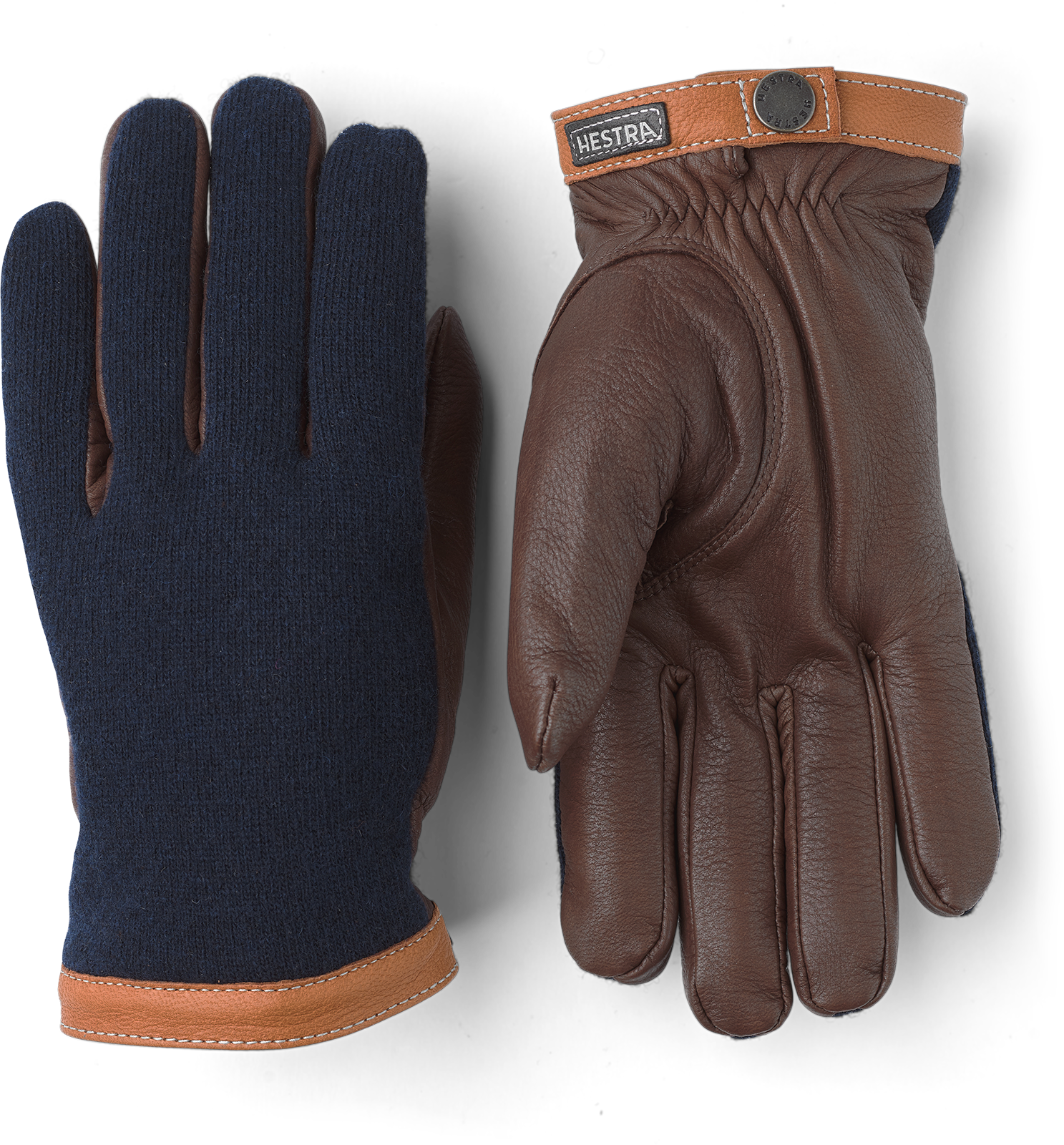 Hestra Deerskin Wool Tricot - Navy / Chocolate