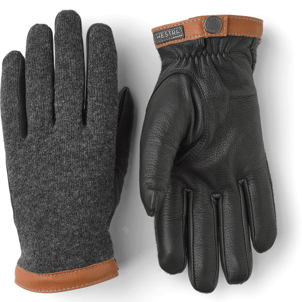 Hestra Deerskin Wool Tricot - Charcoal / Black