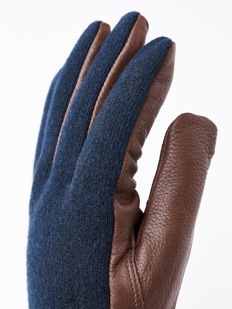 Hestra Deerskin Wool Tricot - Navy / Chocolate