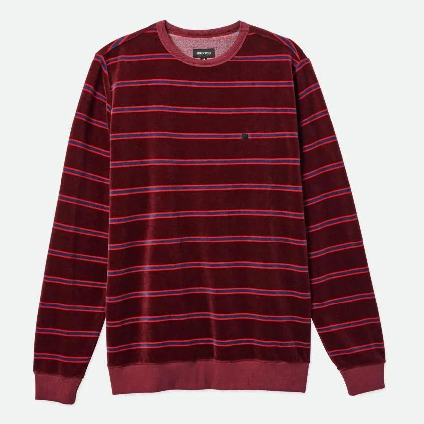 Brixton Shield Velveteen Crew - Mahogany / Mars Red / Joe Blue