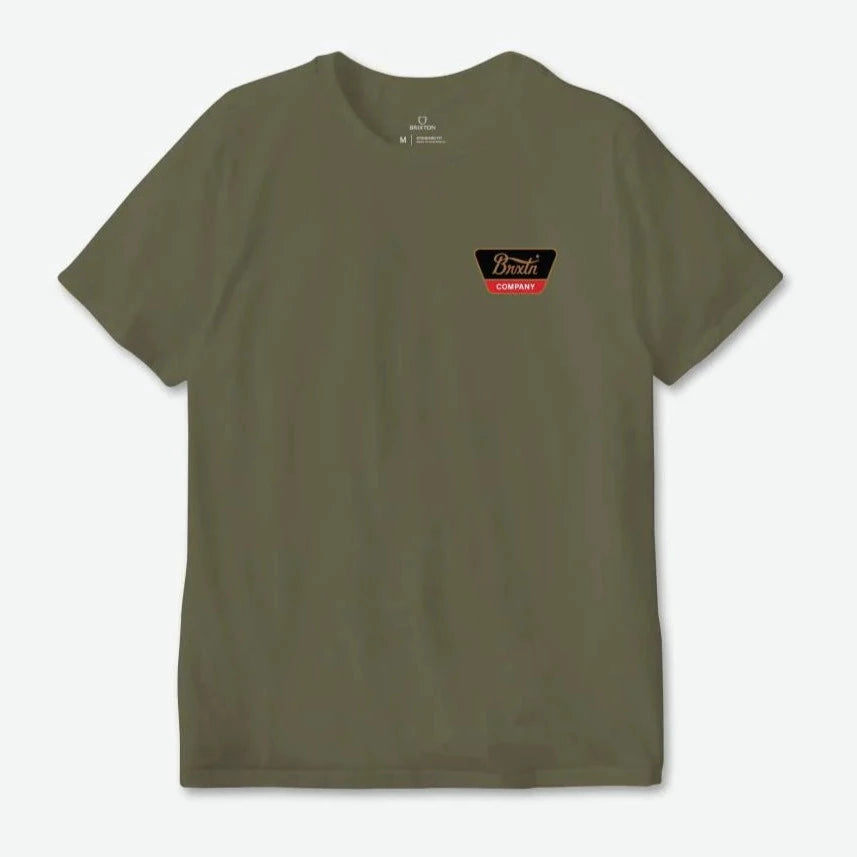 Brixton Linwood T-Shirt - Olive Surplus / Gold / Aloha Red