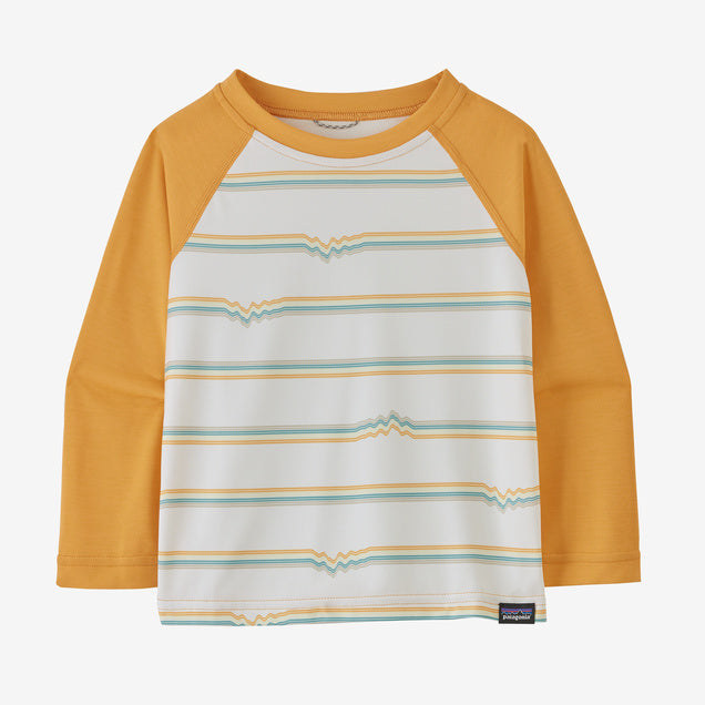 Patagonia Babies Cap Cool Daily Crew : Ridge Rise Stripe / Saffron