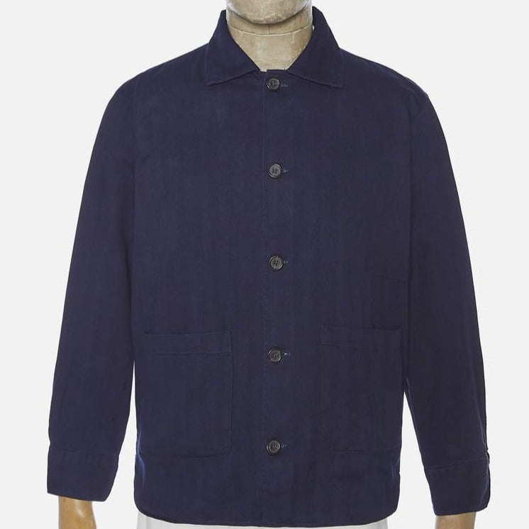 Universal Works Travail Shirt - Indigo Herringbone