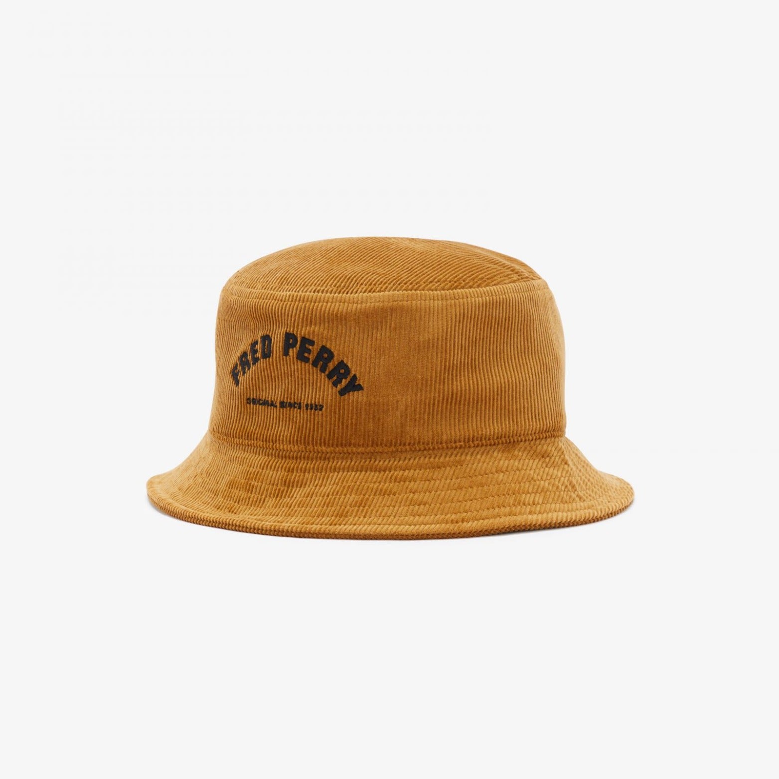 Fred Perry Arch Branded Cord Bucket Hat - Dark Caramel