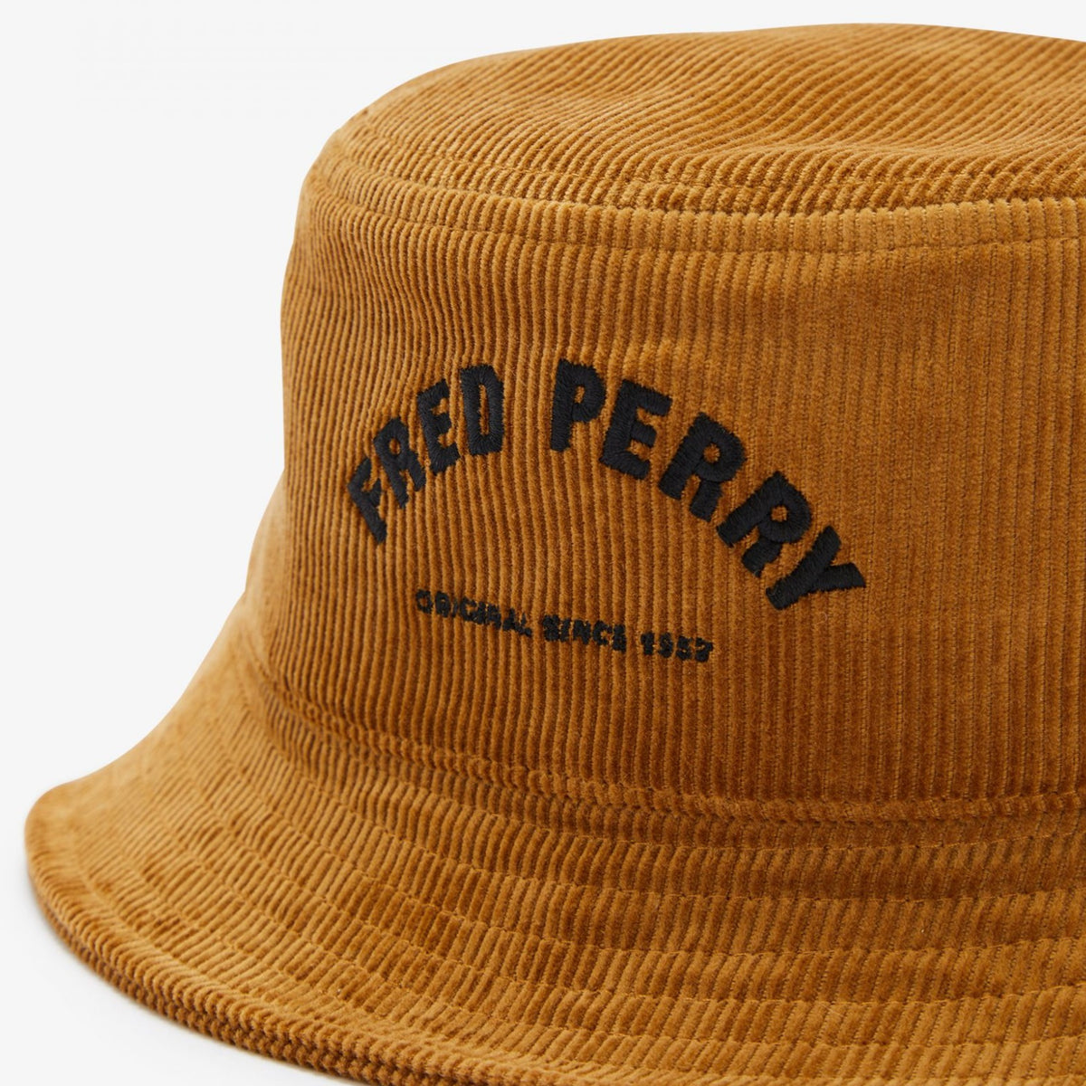 Fred Perry Arch Branded Cord Bucket Hat - Dark Caramel