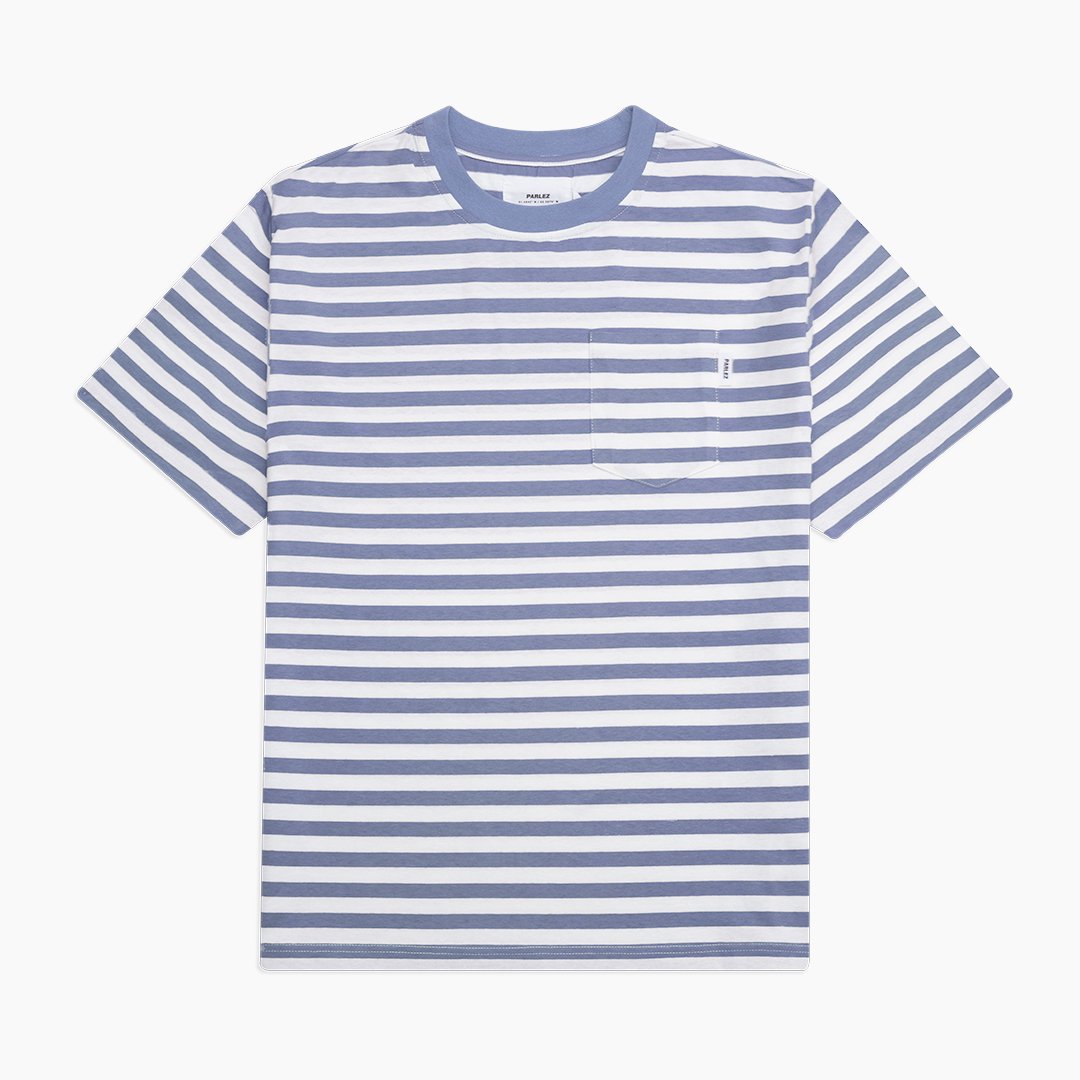 Parlez Heavy Stripe Pocket T-Shirt - Dusty Blue