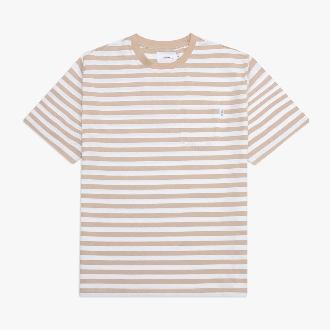 Parlez Heavy Stripe Pocket T-Shirt - Sand