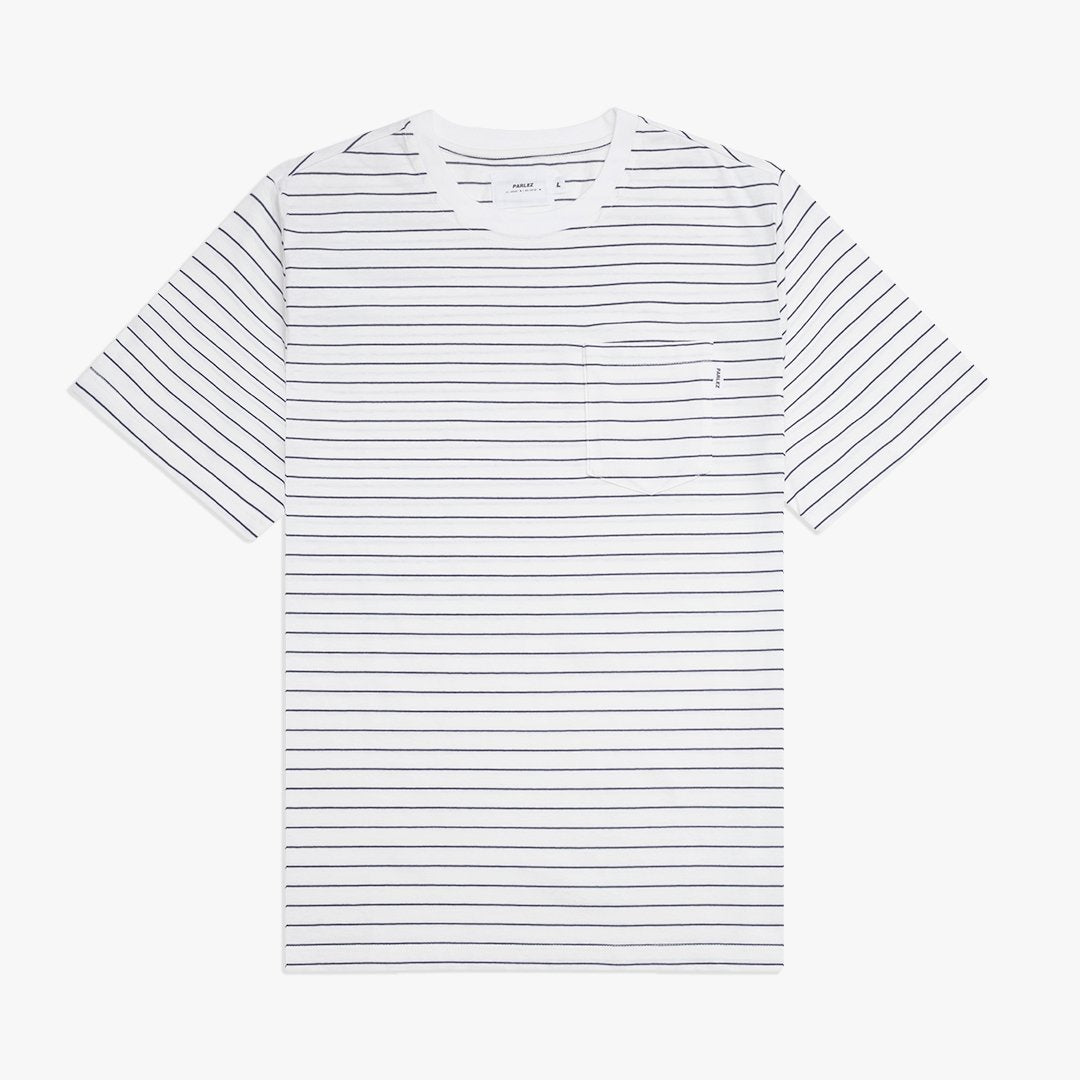 Parlez Helm Pocket T-Shirt - White / Navy