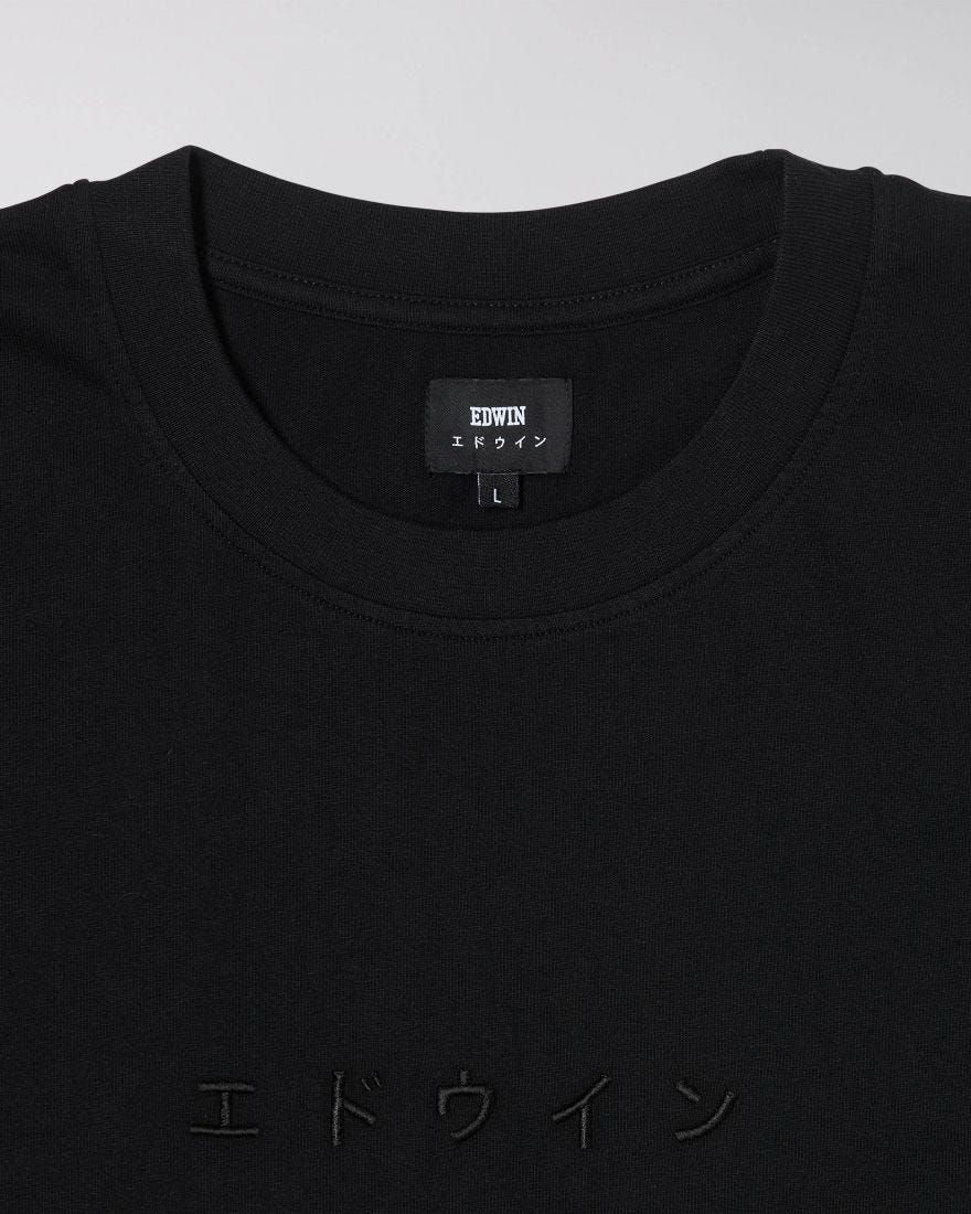 Edwin Katakana Embroidery T-Shirt - Black