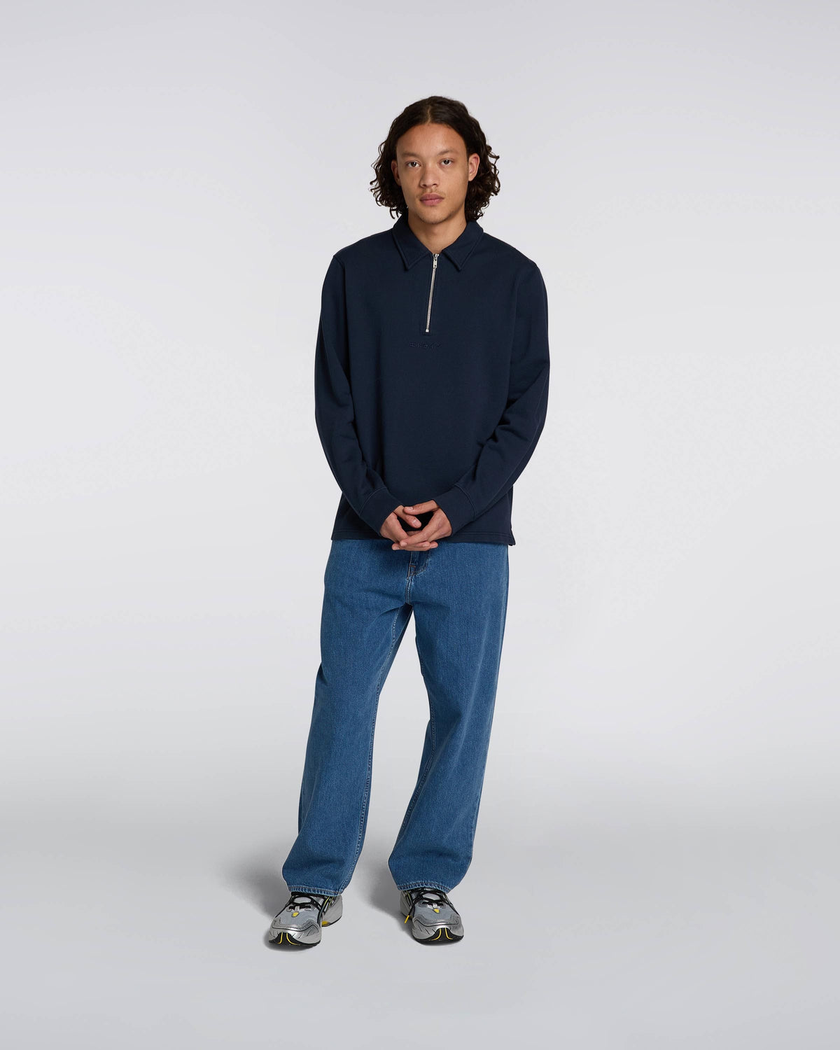 Edwin Zip Polo - Navy Blazer