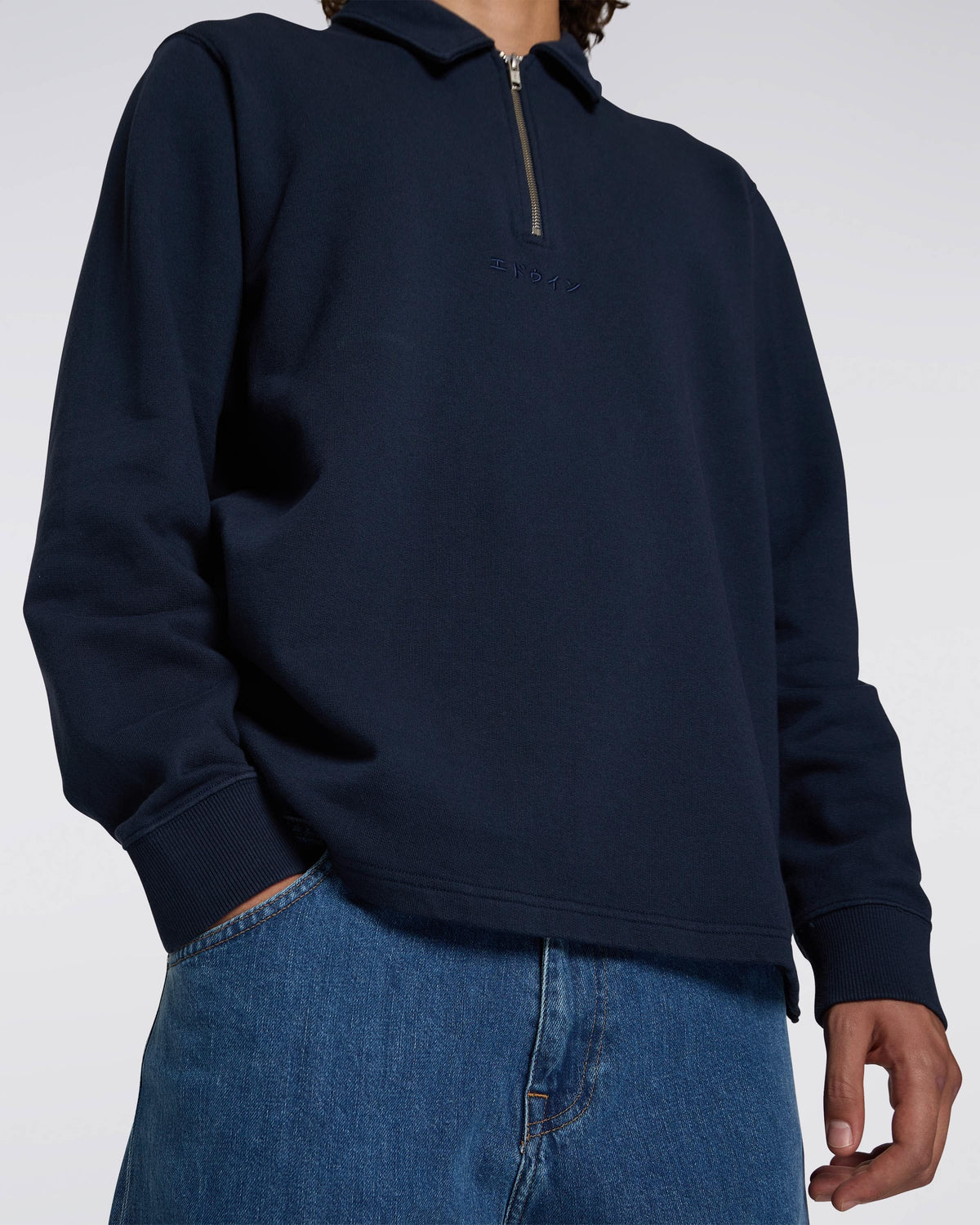 Edwin Zip Polo - Navy Blazer