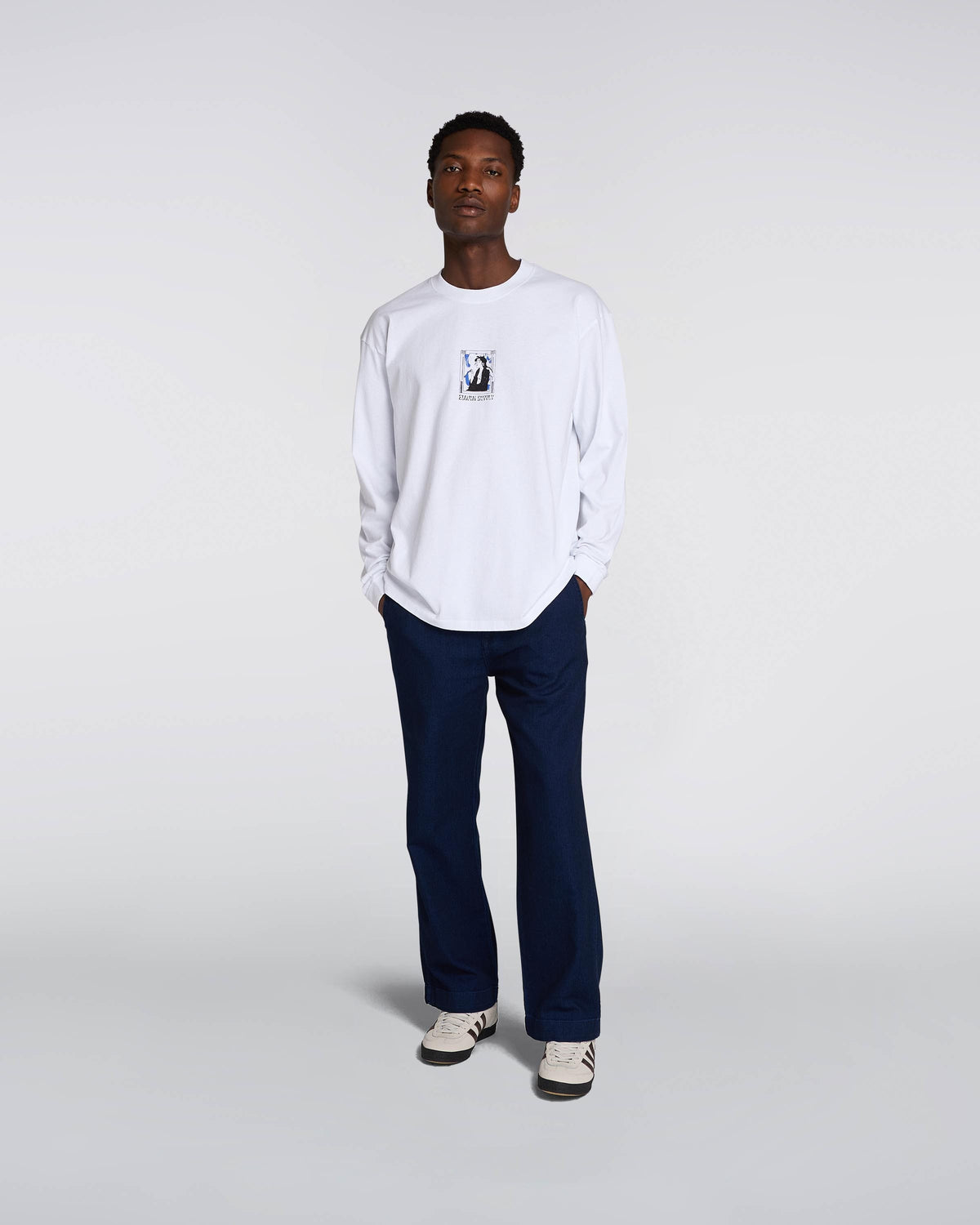 Edwin Serene Fuji II LS T-Shirt - White