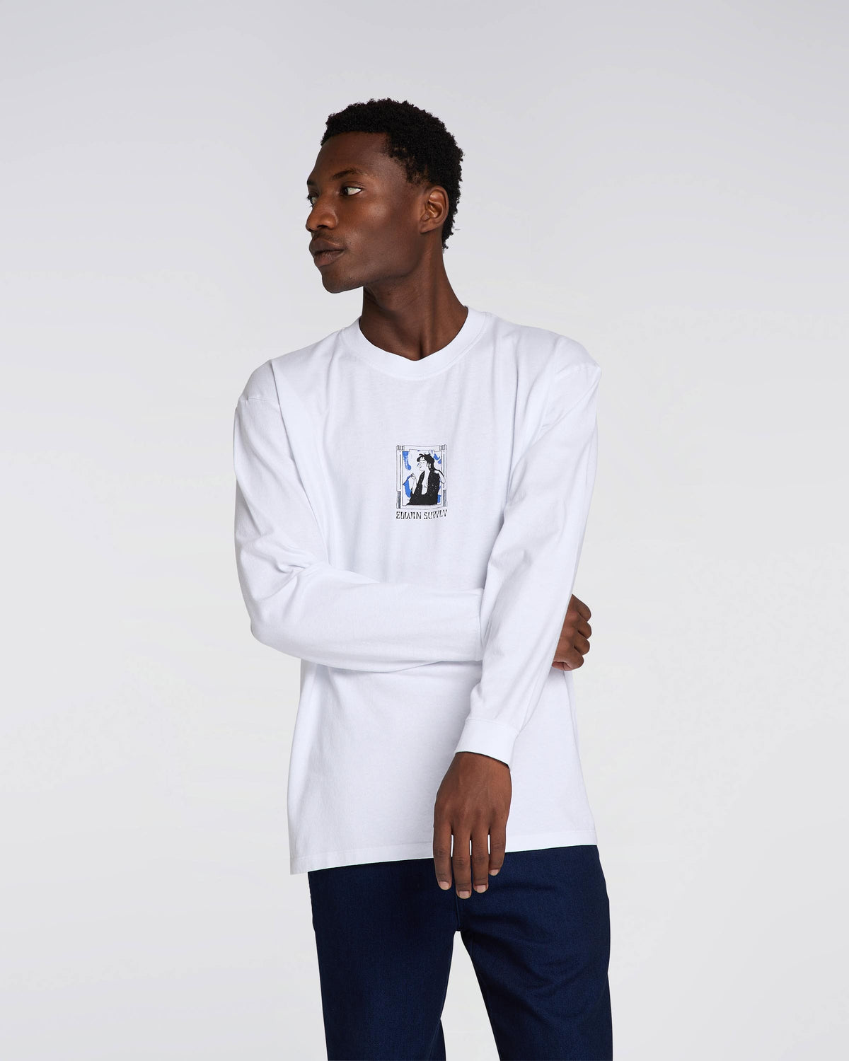 Edwin Serene Fuji II LS T-Shirt - White