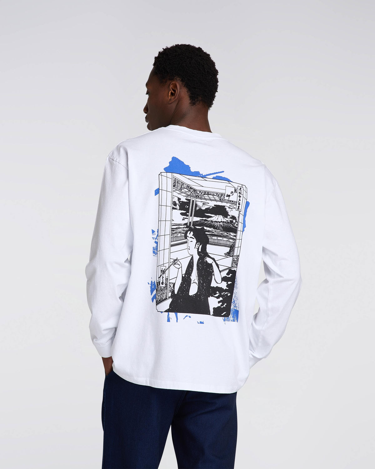 Edwin Serene Fuji II LS T-Shirt - White