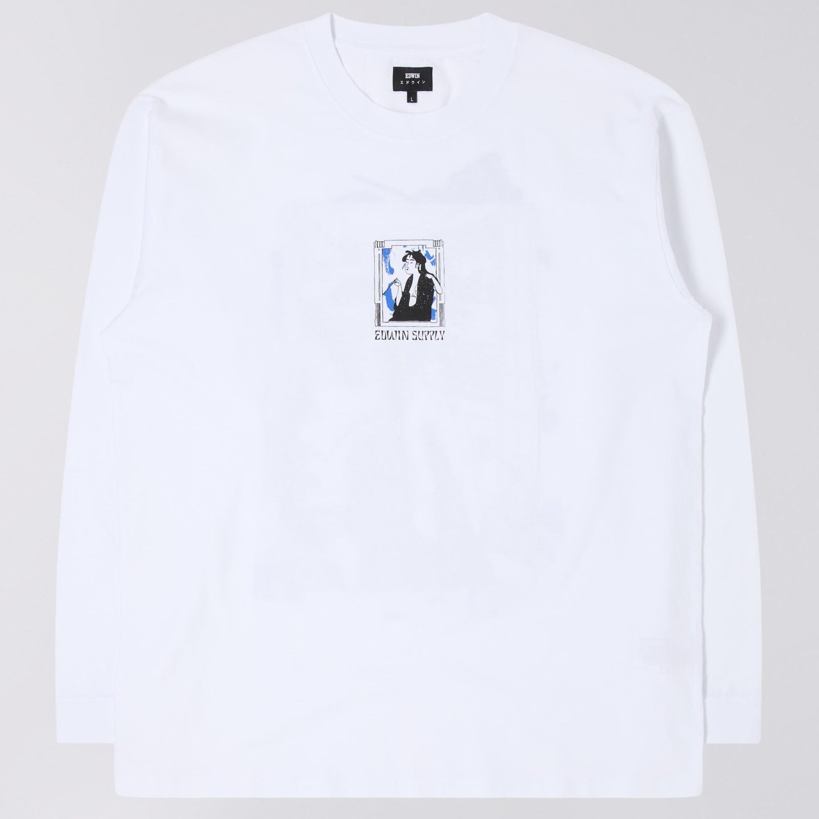 Edwin Serene Fuji II LS T-Shirt - White
