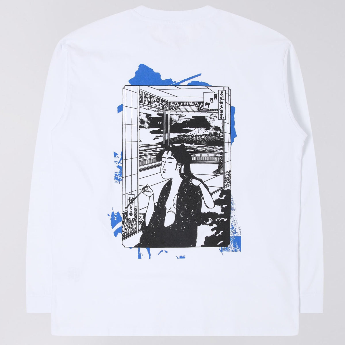 Edwin Serene Fuji II LS T-Shirt - White