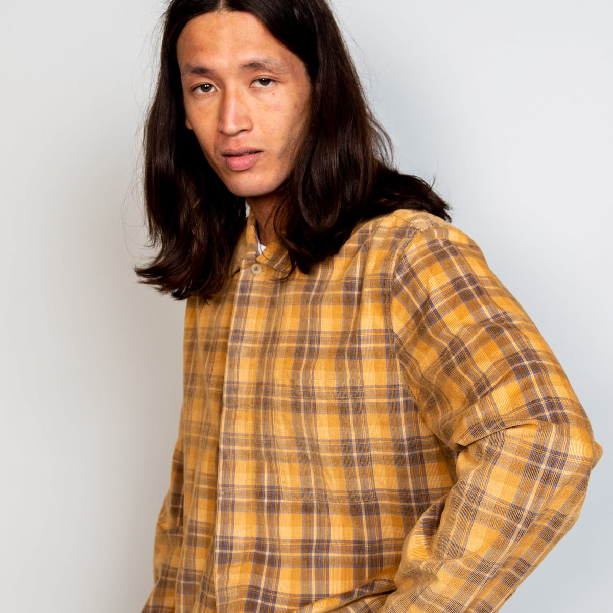 Folk Patch Shirt - Orange Checked Cord