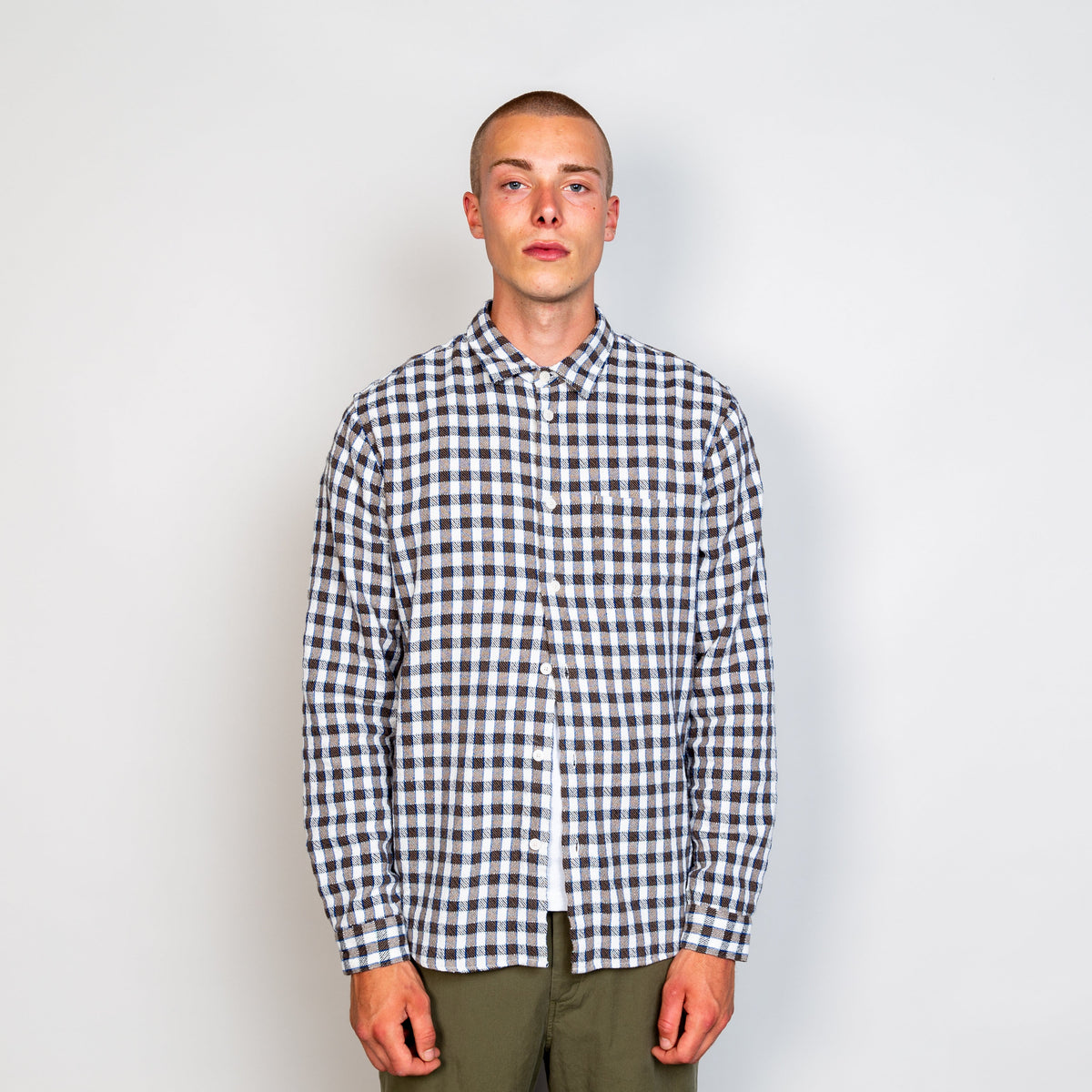 Folk Relaxed Fit Shirt - Brown / Cobalt Check