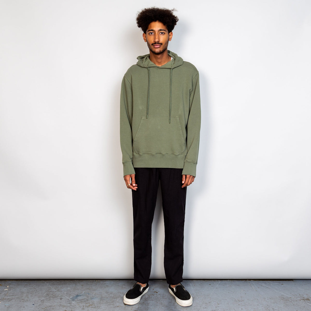 Folk Boxy Hoodie - Mid Olive