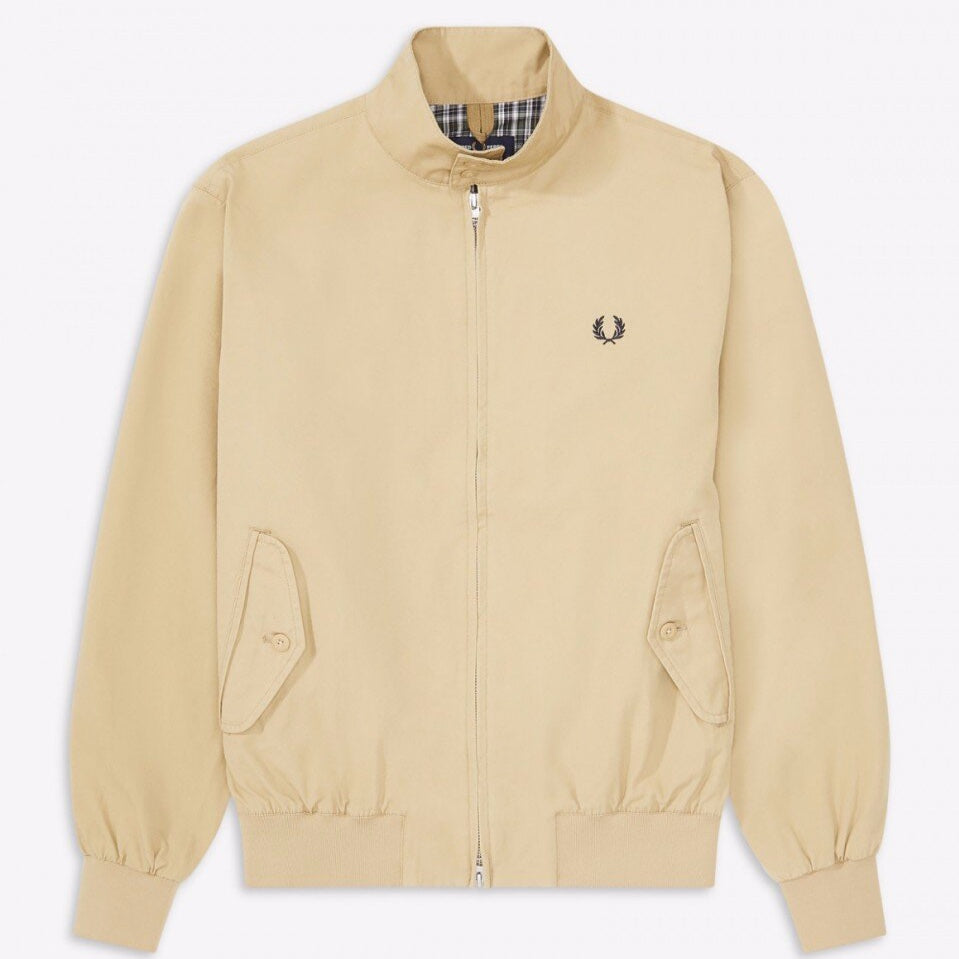 Fred Perry Check Lined Harrington Jacket Dark Stone