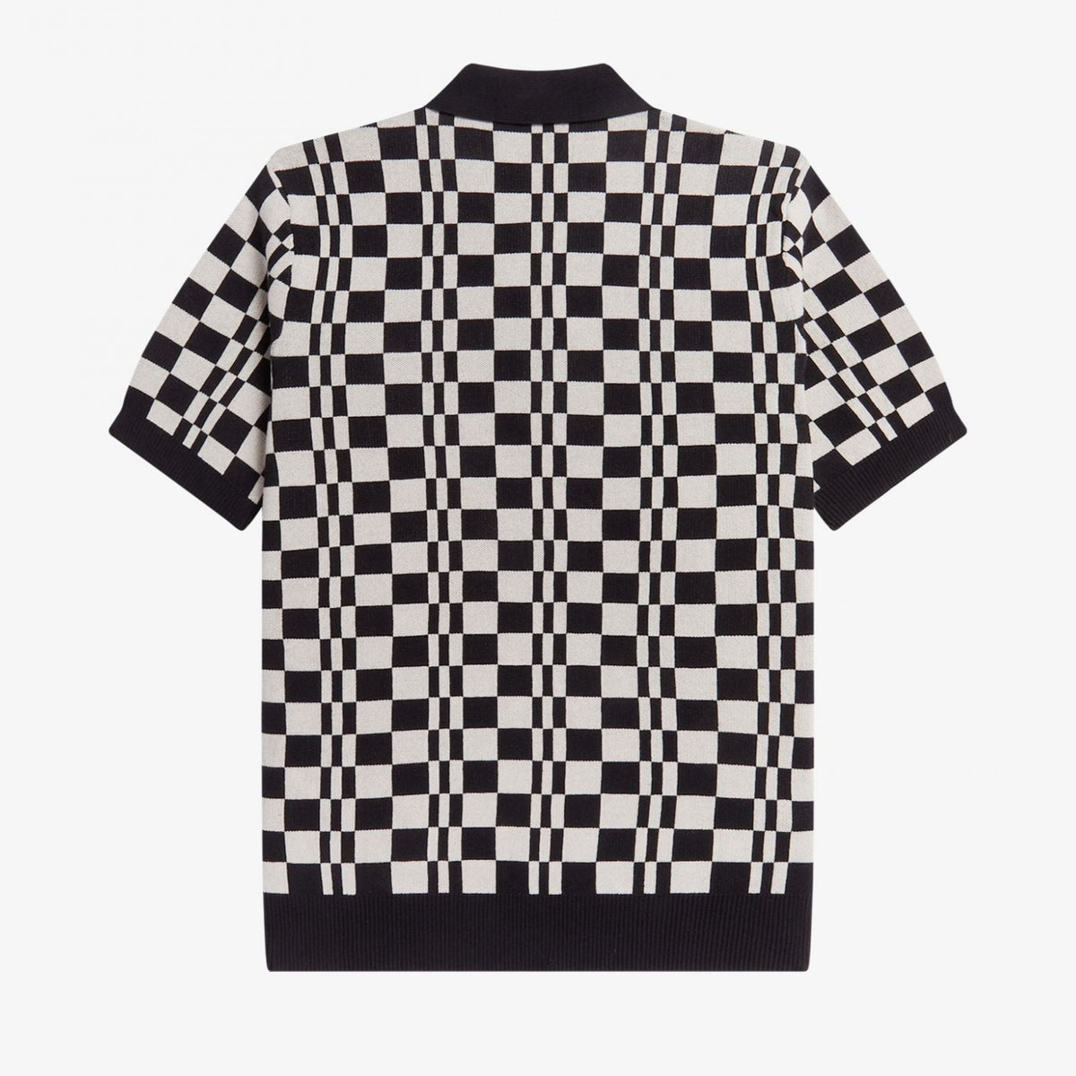 Fred Perry Chequerboard Knitted Shirt : Black / Ecru